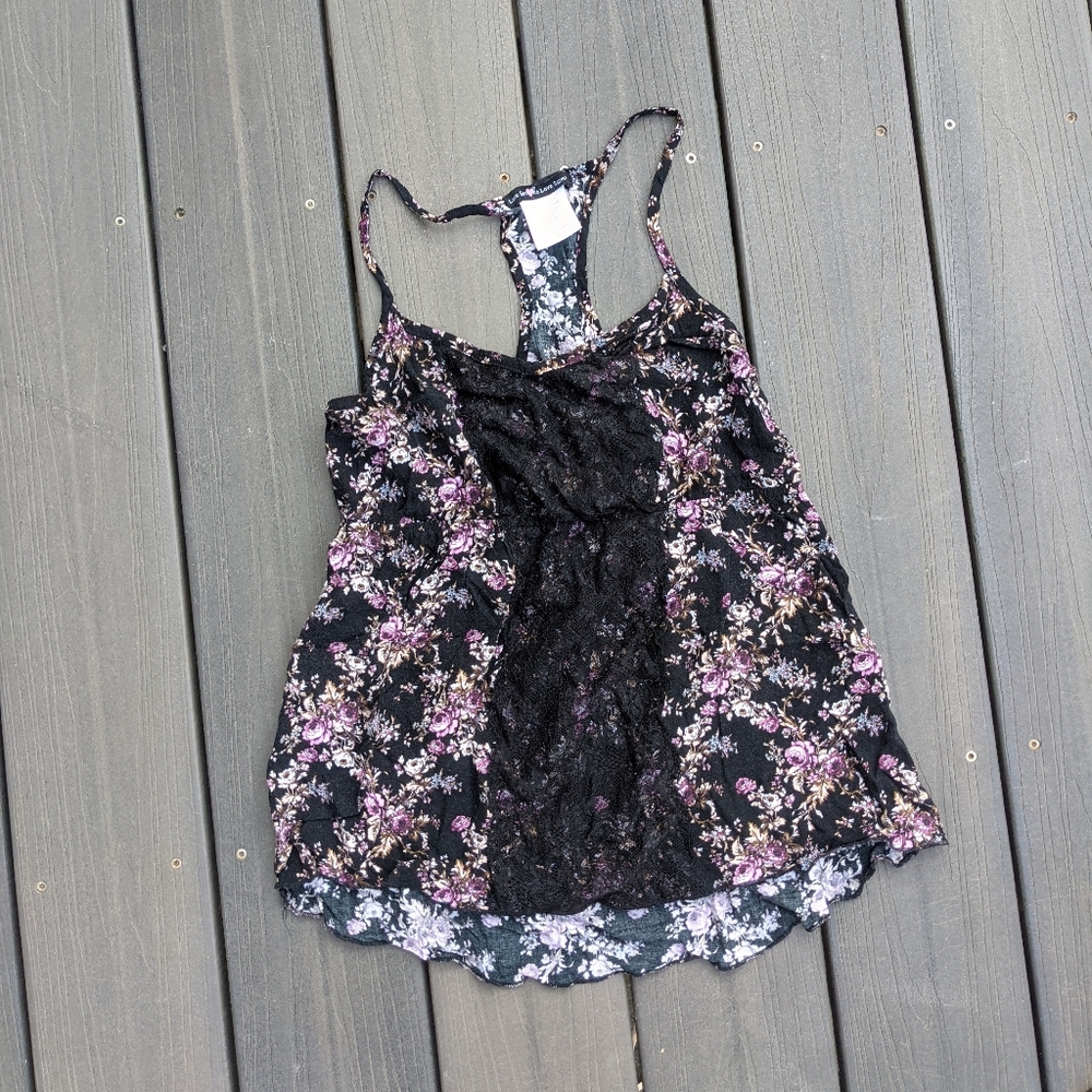 Love Squared Lace Babydoll Floral Racerback Tank